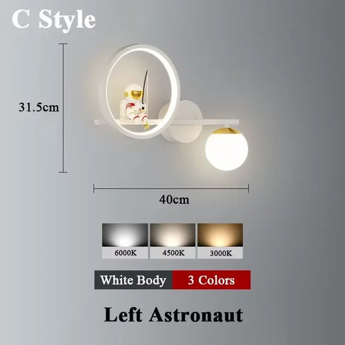 applique murale led créative lune astronaute décoration pour enfant - vue 21 sur 23