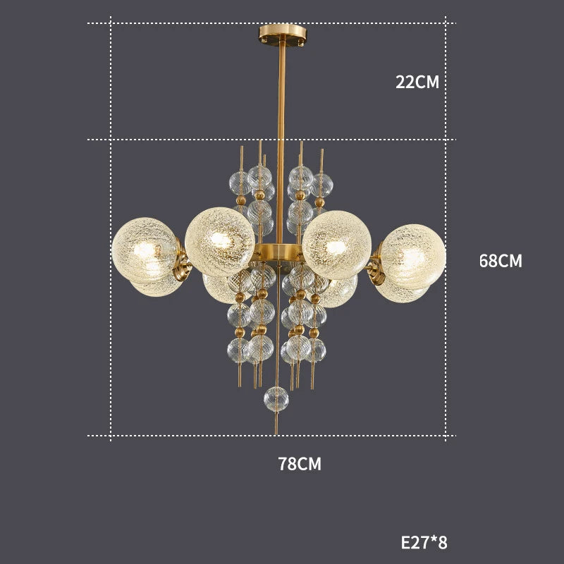 lustre à bulles classique en chrome doré tendance 2024 avec éclairage led - vue 8 sur 9