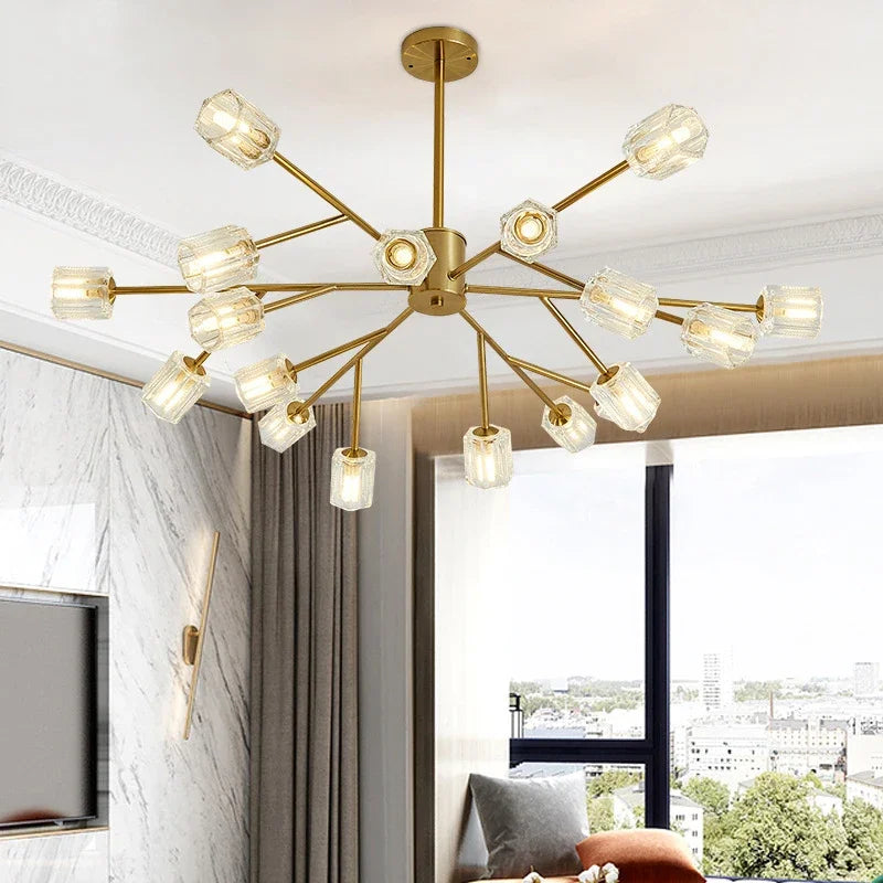 lustre led en cristal design nordique suspendu moderne - vue 5 sur 14