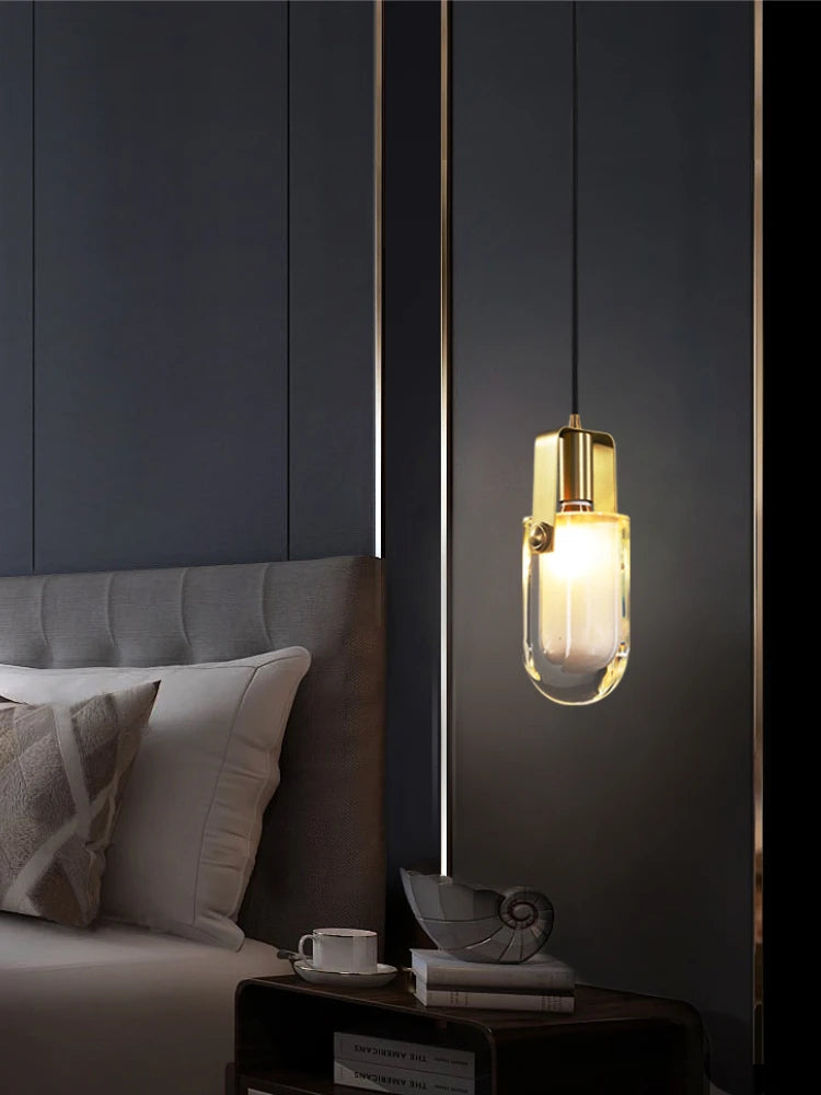 lustre en cristal cuivre design nordique pour intérieur élégant - vue 5 sur 7