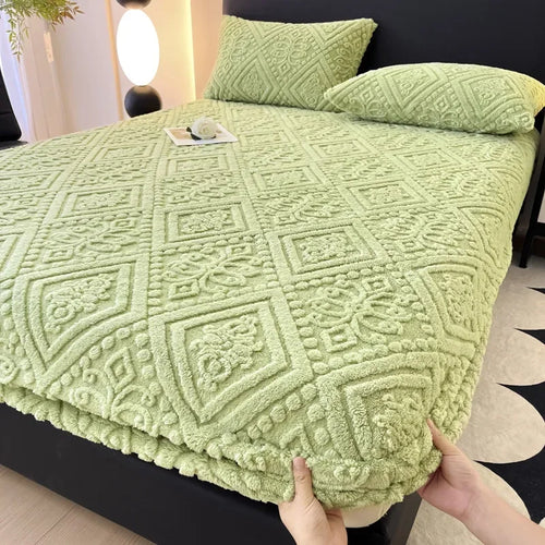Plush Mattress Cover For Bed,stretch Soft Material Fitted Sheet, Keep Warm,dust Protector,machine Washable 90X200,180X200 - vue 14 sur 20