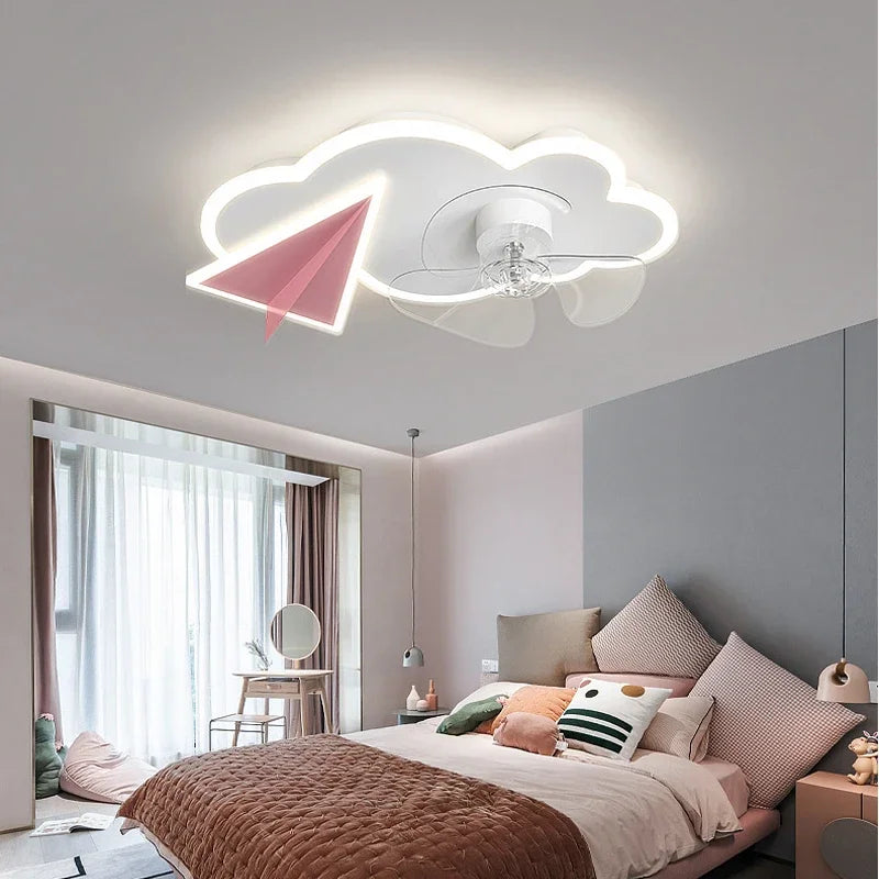 Deckenventilator mit Licht Flugzeug-Design und Fernbedienung für Kinder - vue 4 sur 8