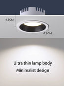 downlight led ultra mince anti-éblouissement en aluminium encastré rond