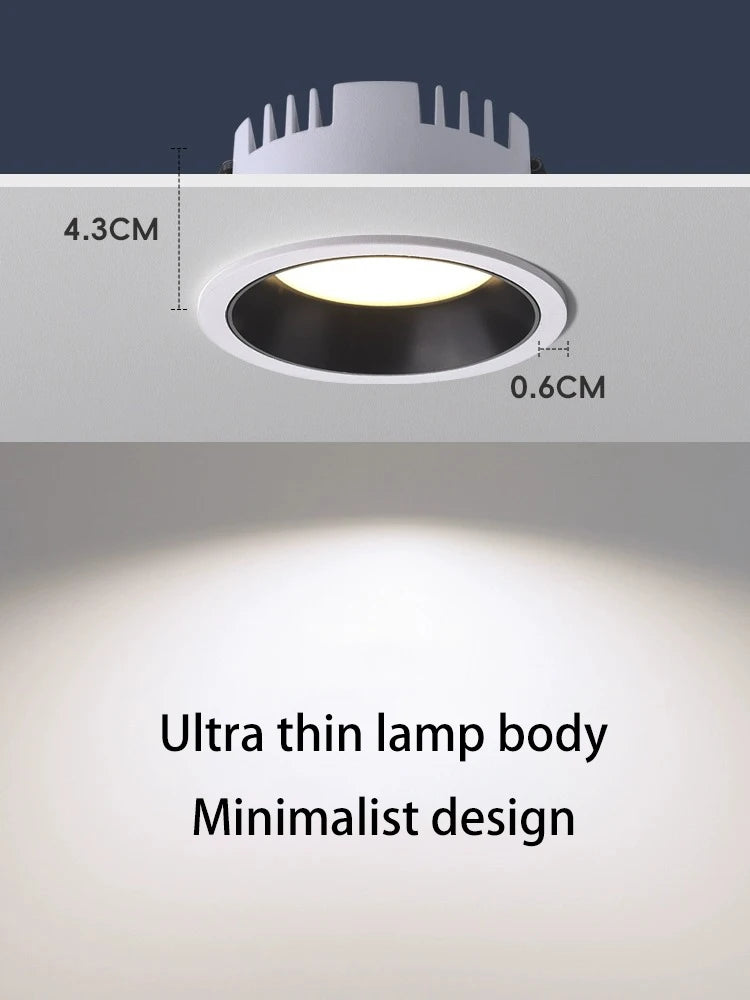downlight led ultra mince en aluminium anti-éblouissement pour maison - vue 3 sur 15