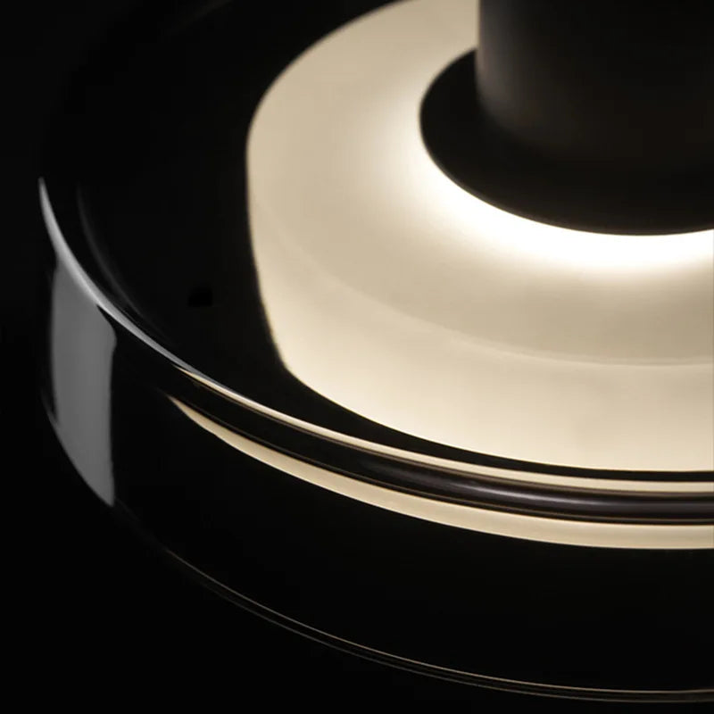 suspension ronde moderne en verre pour intérieur avec fil réglable - vue 6 sur 7