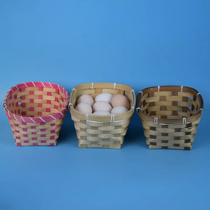 panier en bambou tressé pour œufs pain fruits et pique-nique - vue 6 sur 6