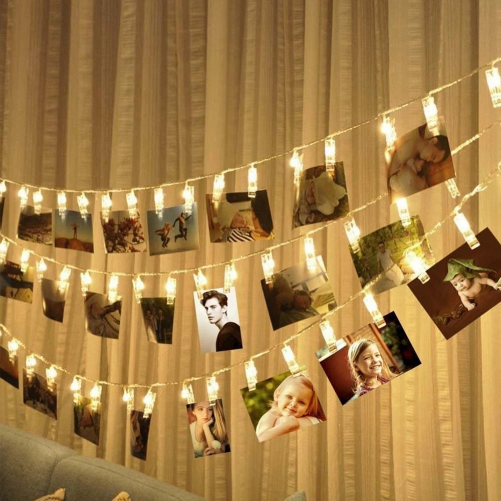 guirlande lumineuse led avec support photo pour décoration festive - vue 4 sur 8
