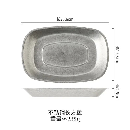 Assiettes plates inox style nordique vintage pour barbecue