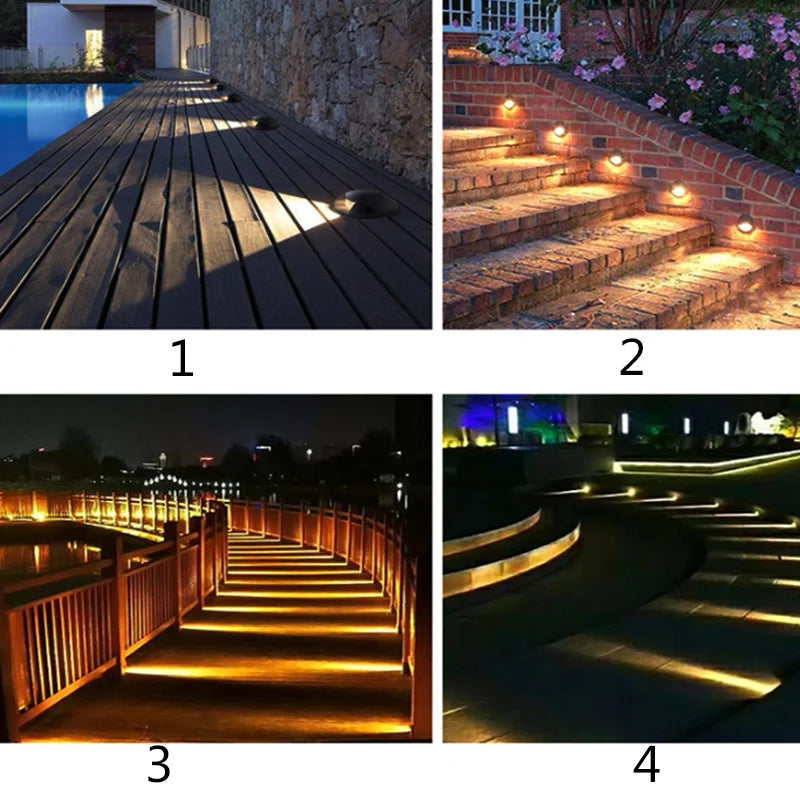 Outdoor floor lights, waterproof underground lights, led aisle, trail lights, stairs, hole-free garden lights, lawn steps - vue 7 sur 9