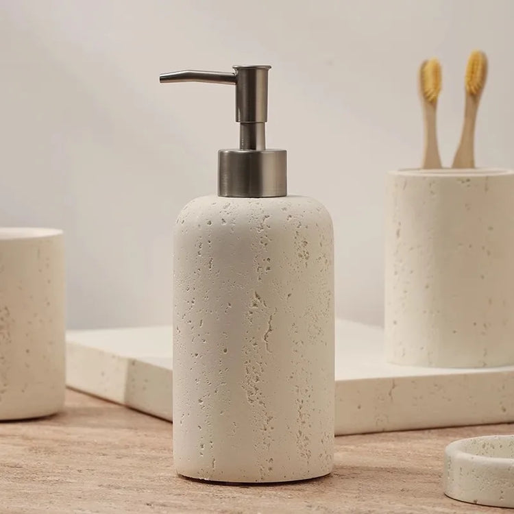 Ahunderjiaz-Natural Marble Bathroom Storage Set, Toothbrush Cup Tray, Mouthwash Kit, Home Decoration, Soap Dish, Press Bottle