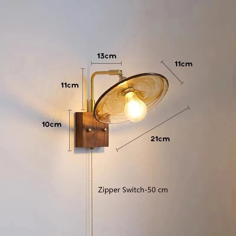 Japanische Vintage-Wandleuchte aus Holz Minimalistische LED-Lampe - vue 9 sur 13
