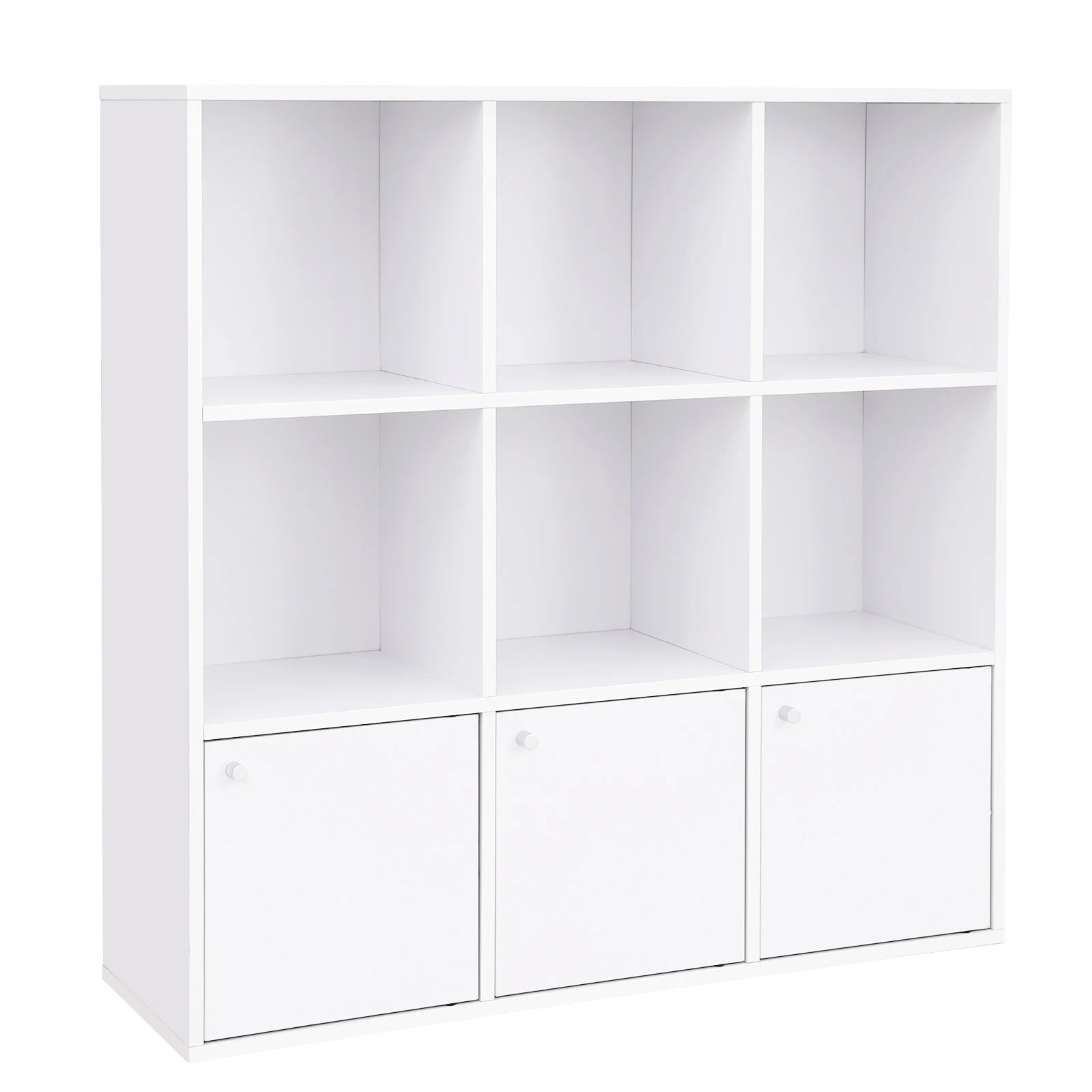 VASAGLE Bookshelf for Home Office, 9-Cube Bookcase Display Shelf, Freestanding Cube Unit Storage Rack with 3 Bottom Cabinets