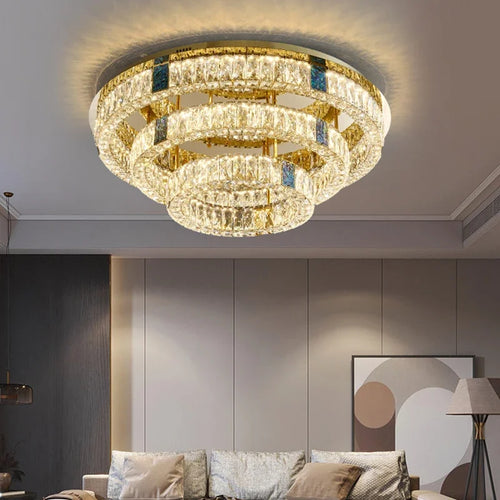 plafonnier en cristal de luxe à led pour décoration intérieure - vue 2 sur 15