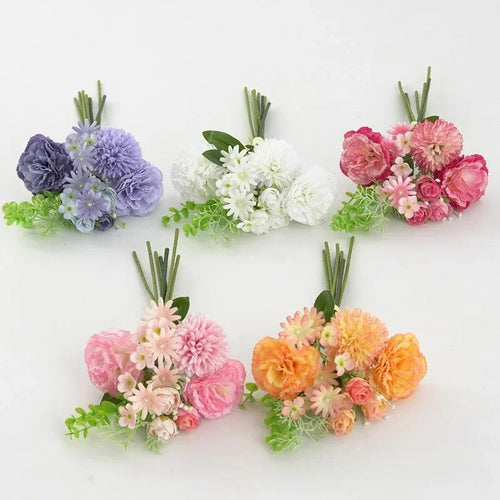 bouquet de roses et œillets en soie décoration florale festive