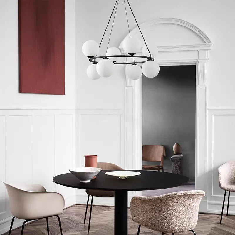 suspension en verre blanc design nordique pour intérieur décoratif - vue 4 sur 10