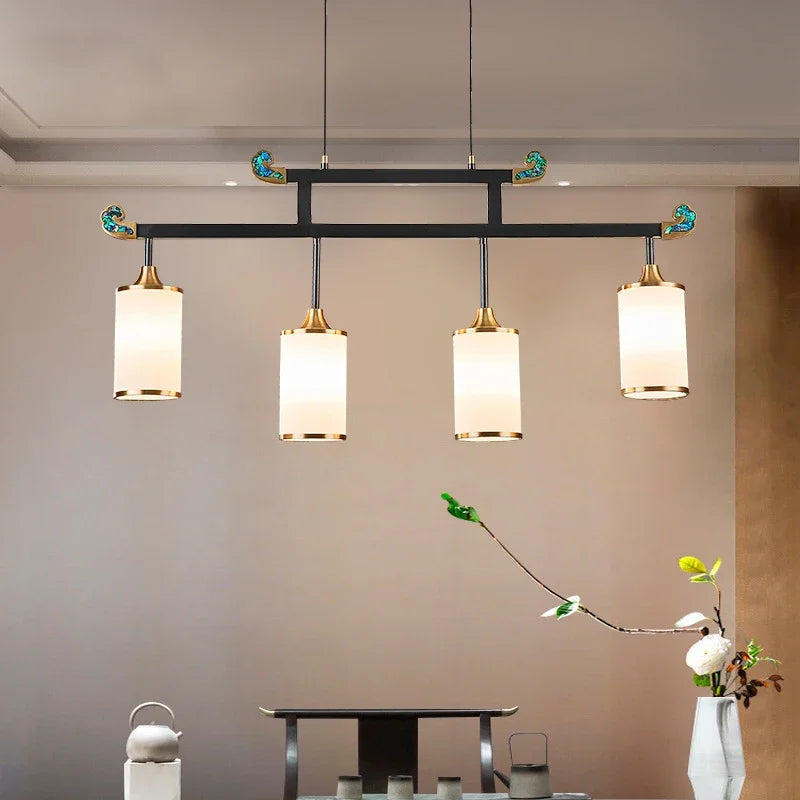 lustre en cuivre design style chinois pour éclairage moderne - vue 4 sur 12