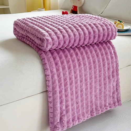 Plaid flanelle imitation fourrure couverture salon hiver