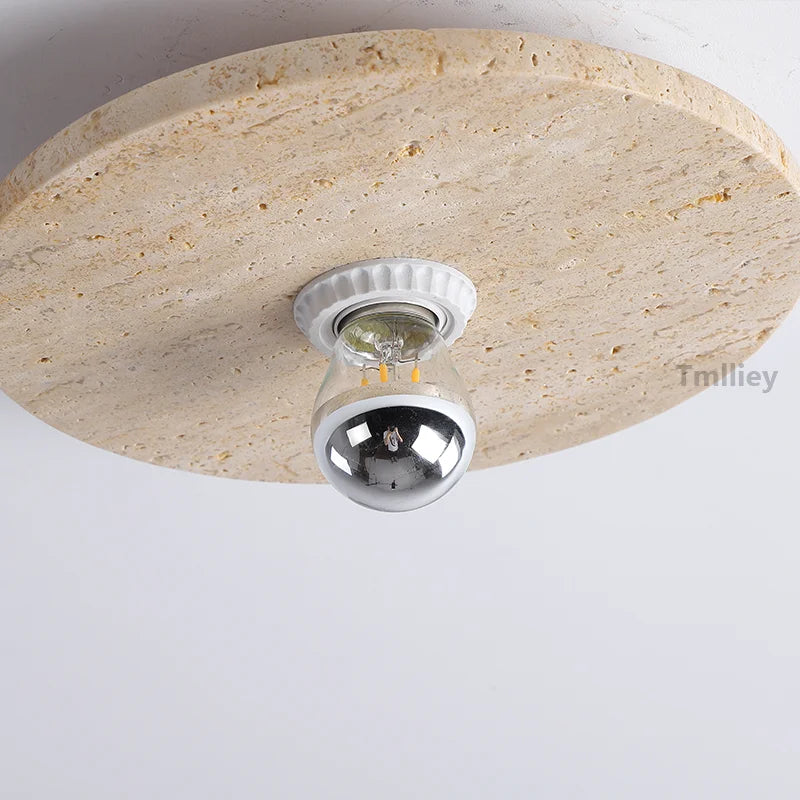 applique murale led rétro avec pierre naturelle ronde - vue 7 sur 8
