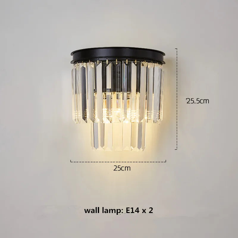 lustre led en métal style rétro américain avec chaîne et cristal