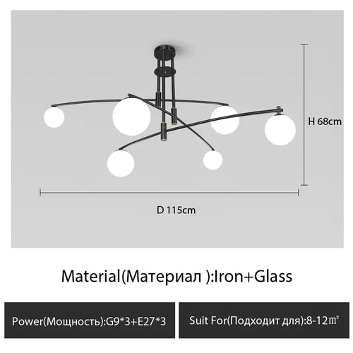 lustre moderne en verre style nordique pour décoration intérieure
