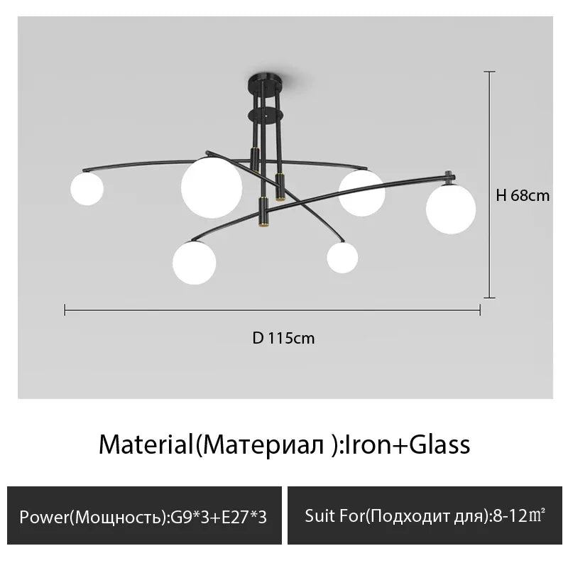 lustre moderne en verre style nordique pour décoration intérieure - vue 13 sur 12