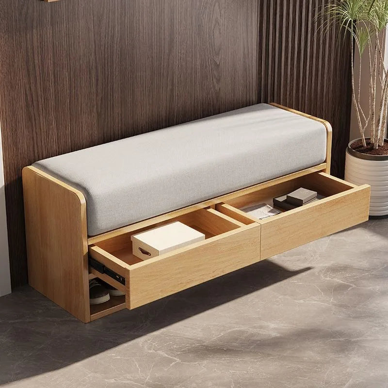 tabouret à langer nordique en bois avec rangement intégré - vue 3 sur 14