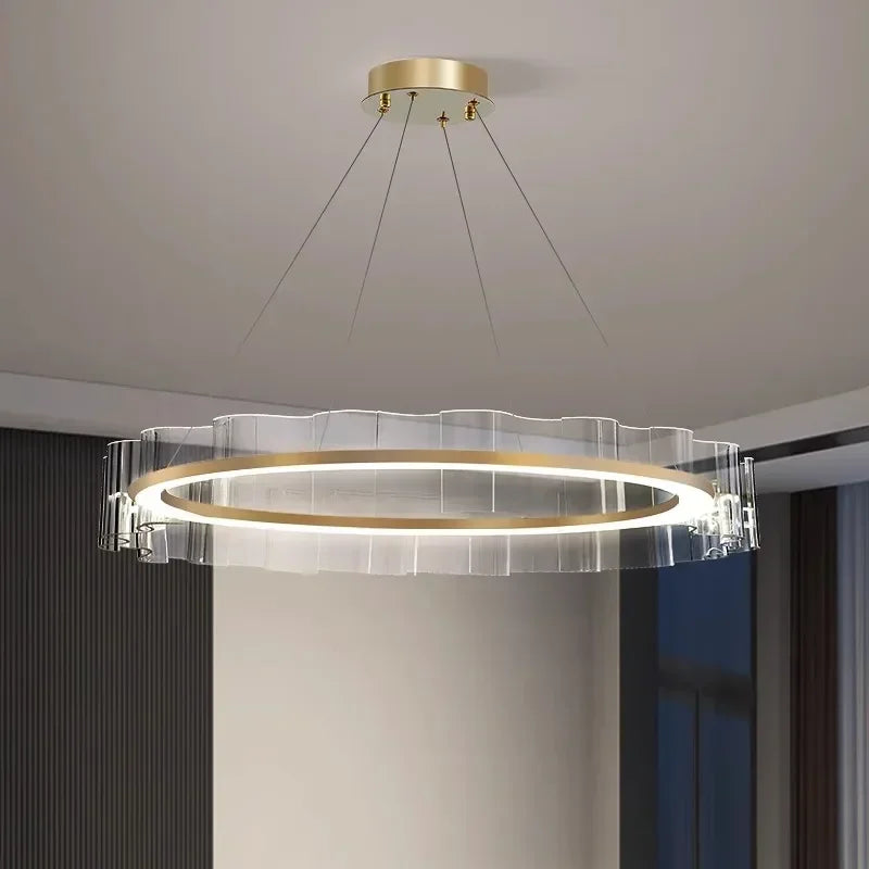 lustre moderne en aluminium et acrylique design nordique pour intérieur - vue 4 sur 10