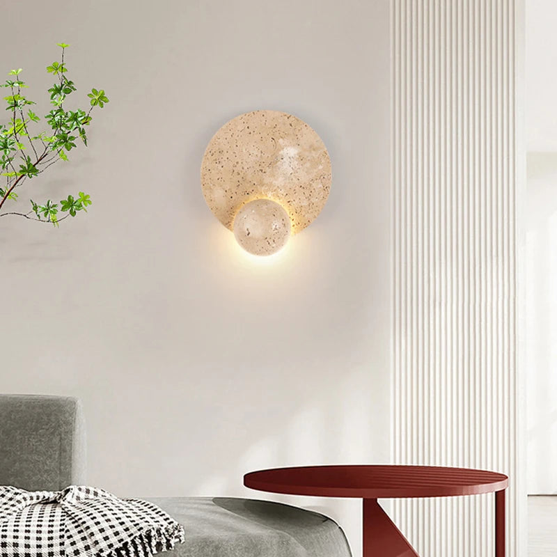applique murale led ronde en pierre naturelle 3000k art déco - vue 2 sur 7