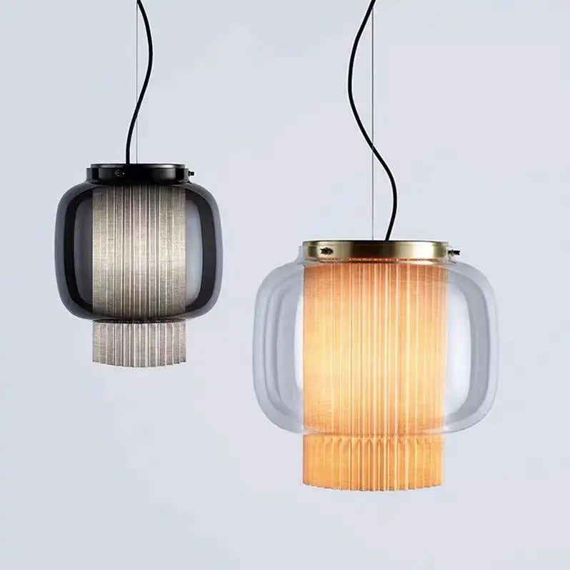 suspension led parshilna rétro en verre design simple - vue 3 sur 10