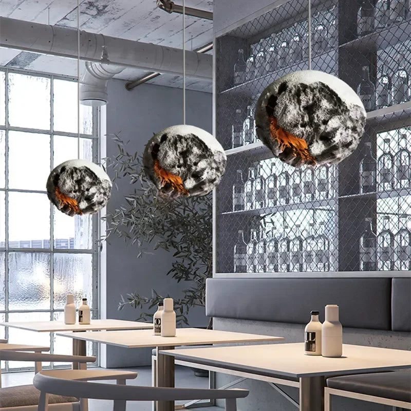 Wabi Sabi LED Suspension Lustre Éclairage Rétro Irrégulier Planète Lumières Restaurant Hall D'exposition Bar Décor Art Lampes Suspendues - vue 6 sur 10