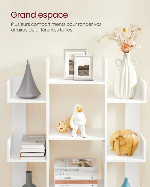 VASAGLE Bookshelf, Tree-Shaped Bookcase with 13 Storage Shelves, 86 x 25 x 140 cm, with Rounded Corners - vue 4 sur 7
