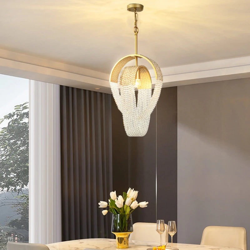 Lustre en cristal à pampilles de luxe américain post-moderne - vue 5 sur 10