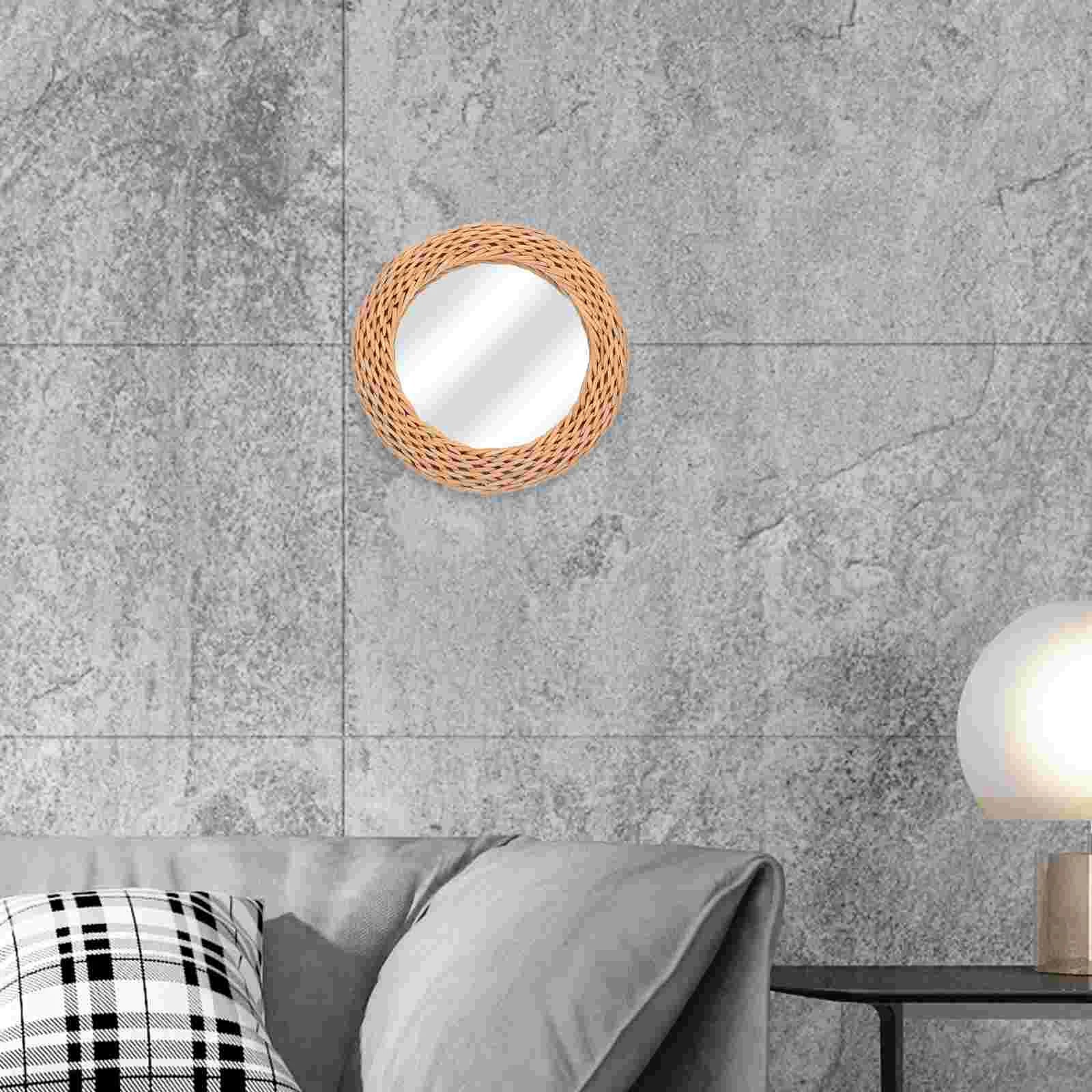 miroir mural en rotin pour décoration esthétique moderne - vue 8 sur 7