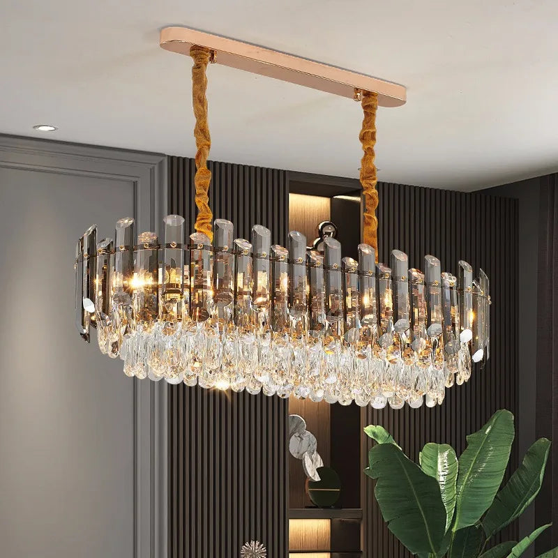 lustre led de luxe en cristal moderne 	 en stock - vue 6 sur 30