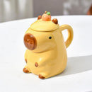 Mug capybara cartoon céramique avec couvercle grande capacité