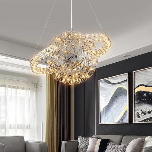 Sphärischer Kronleuchter Raimond Satellite aus Edelstahl mit LED-Dekor - vue 3 sur 9