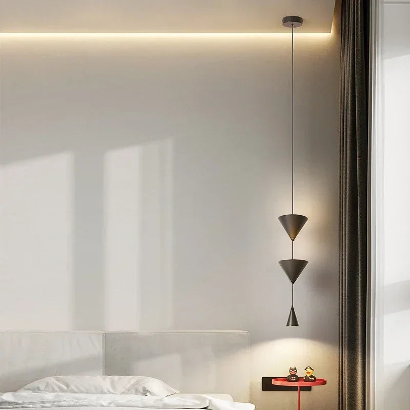 SANDYHA minimaliste noir blanc chevet suspension moderne Restaurant maison Led salon salle à manger Bar comptoir lampe conique - vue 4 sur 8