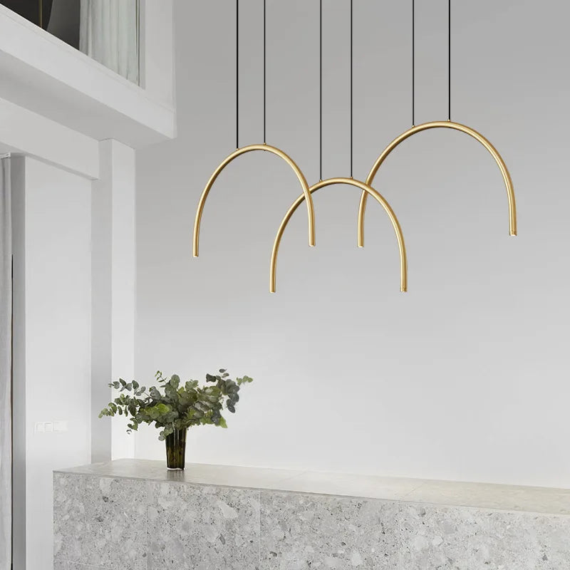 lampe suspendue en laiton noir doré avec led pour bars et restaurants - vue 2 sur 7