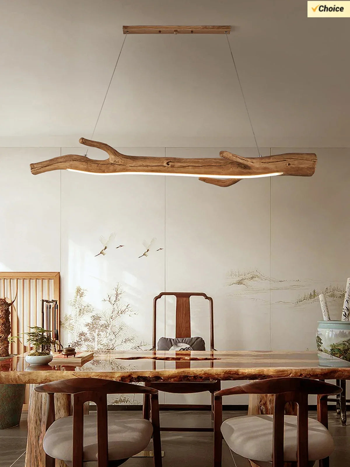 Retro resin tree branch pendant light, tea room, restaurant, coffee shop, LED pendant light, interior decoration lighting