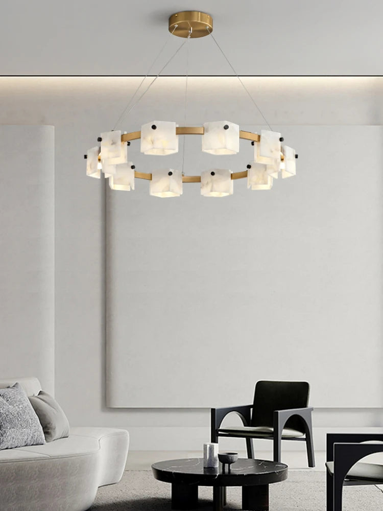 suspension minimaliste en marbre naturel avec éclairage led - vue 3 sur 11