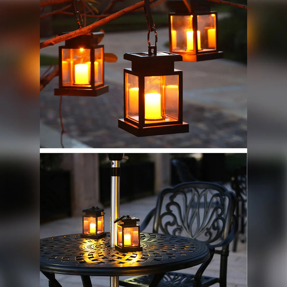 lanternes solaires suspendues lumineuses pour jardin et cour - vue 4 sur 6