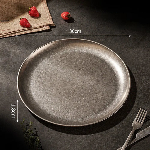 Assiettes acier inoxydable style industriel retro plateaux cafe