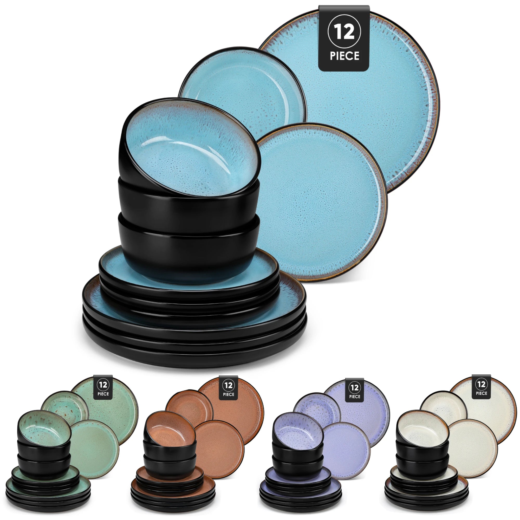 Service table ceramique grees style moderne 12 pieces - vue 2 sur 7
