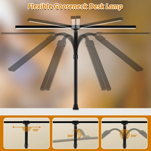 lampe de bureau à double tête à pince led adjustable - vue 6 sur 8