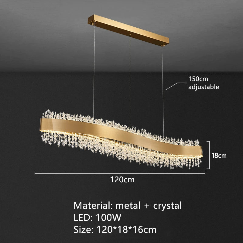 Moderner Kristall-Kronleuchter mit verstellbarem Gold-Metall - vue 10 sur 12