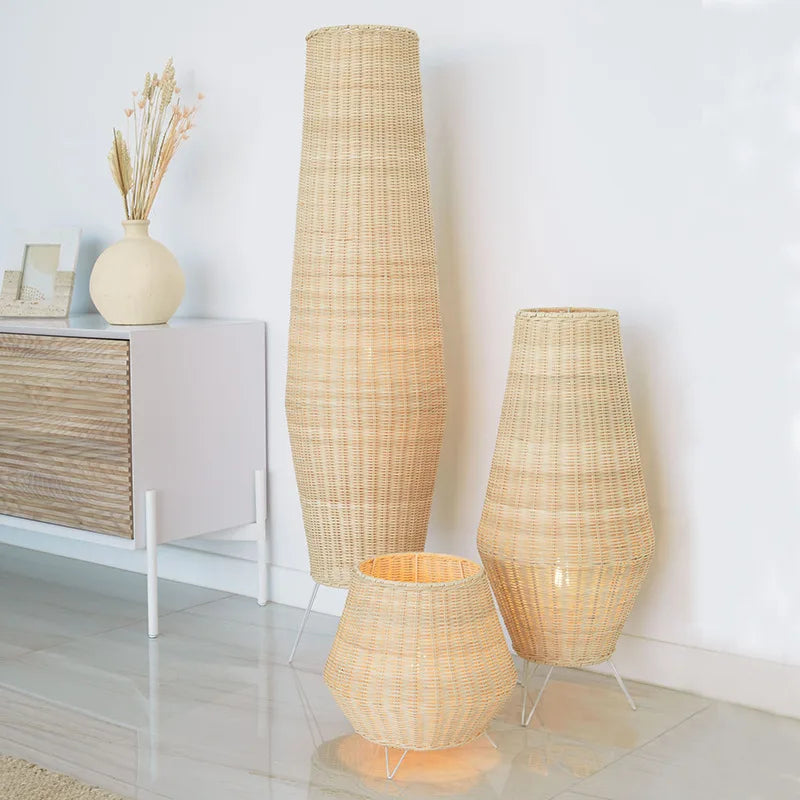 Lampadaire rotin naturel minimaliste - vue 3 sur 8