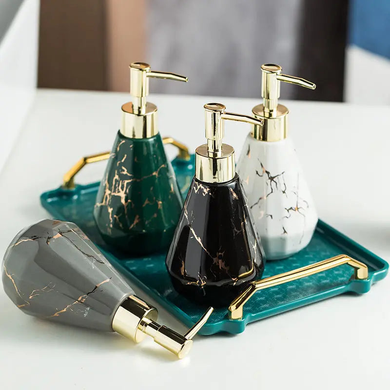bouteille en céramique marbrée avec diamants pour rangement décoratif - vue 5 sur 10