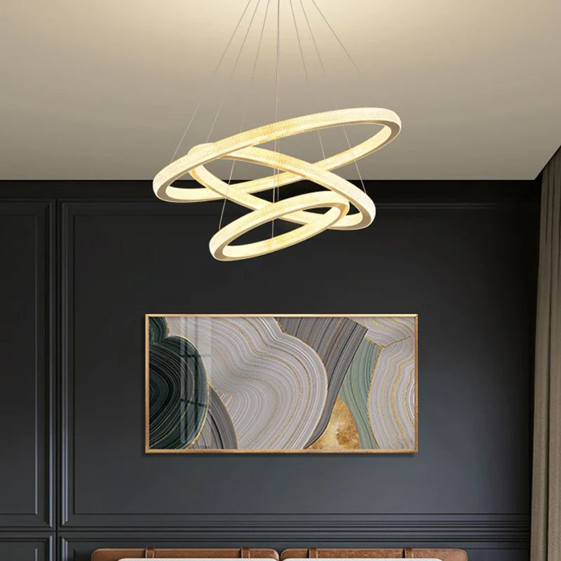 lustre en cristal moderne avec anneau à led pour décoration intérieure - vue 3 sur 8