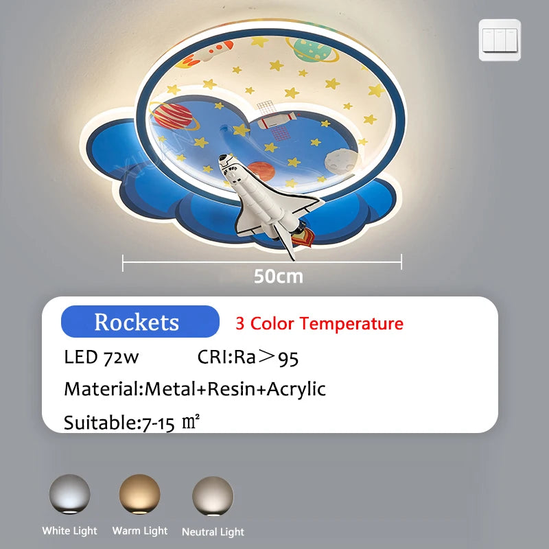 Kronleuchter Astronaut Wolkenform LED dimmbar Fernbedienung Augenschutz - vue 10 sur 11