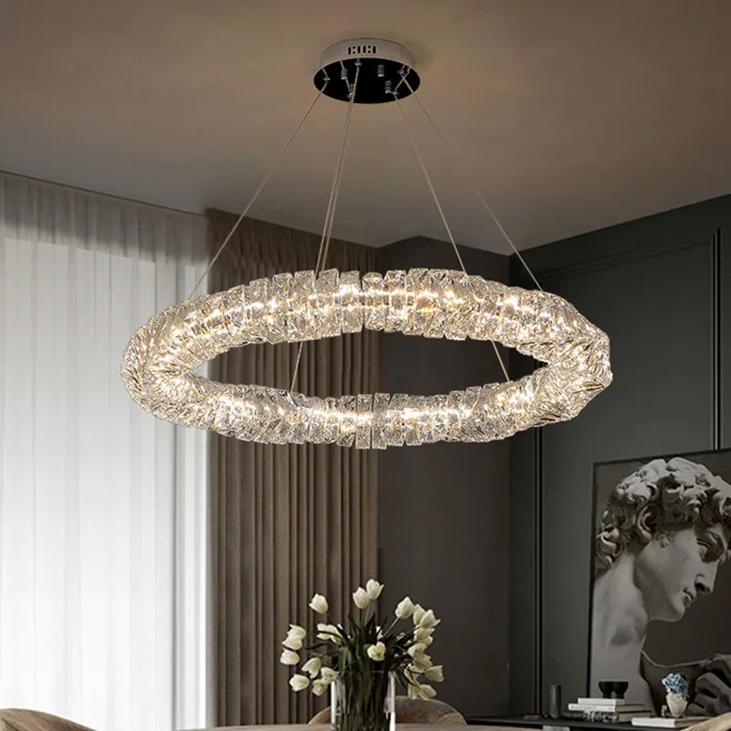 Lustre Led suspendu en cristal K9 de luxe - vue 6 sur 23